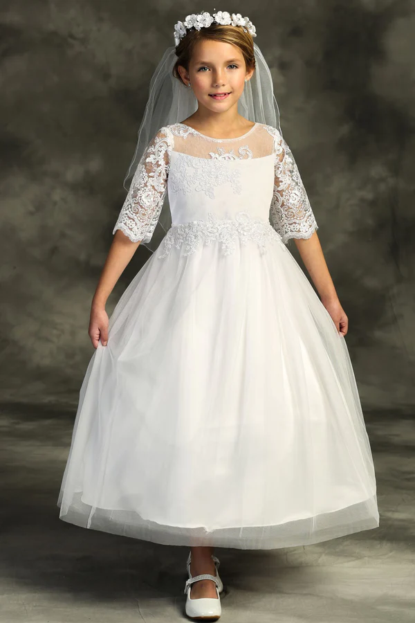 510 Cording Lace Waterfall First Communion or Flower Girl Dress Little Angels Couture