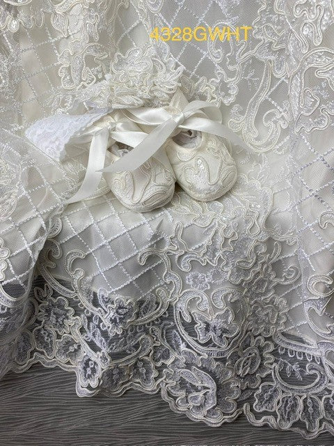 4328 G White Silk and Lace Christening gown