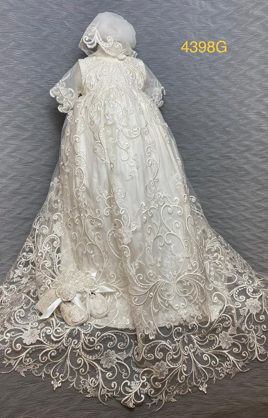 4398 G Ivory Silk and Lace Christening Gown