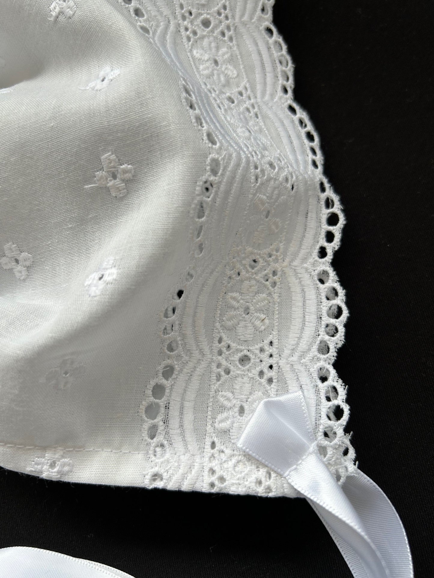 Beautiful Broderie Anglaise Baby Bonnet