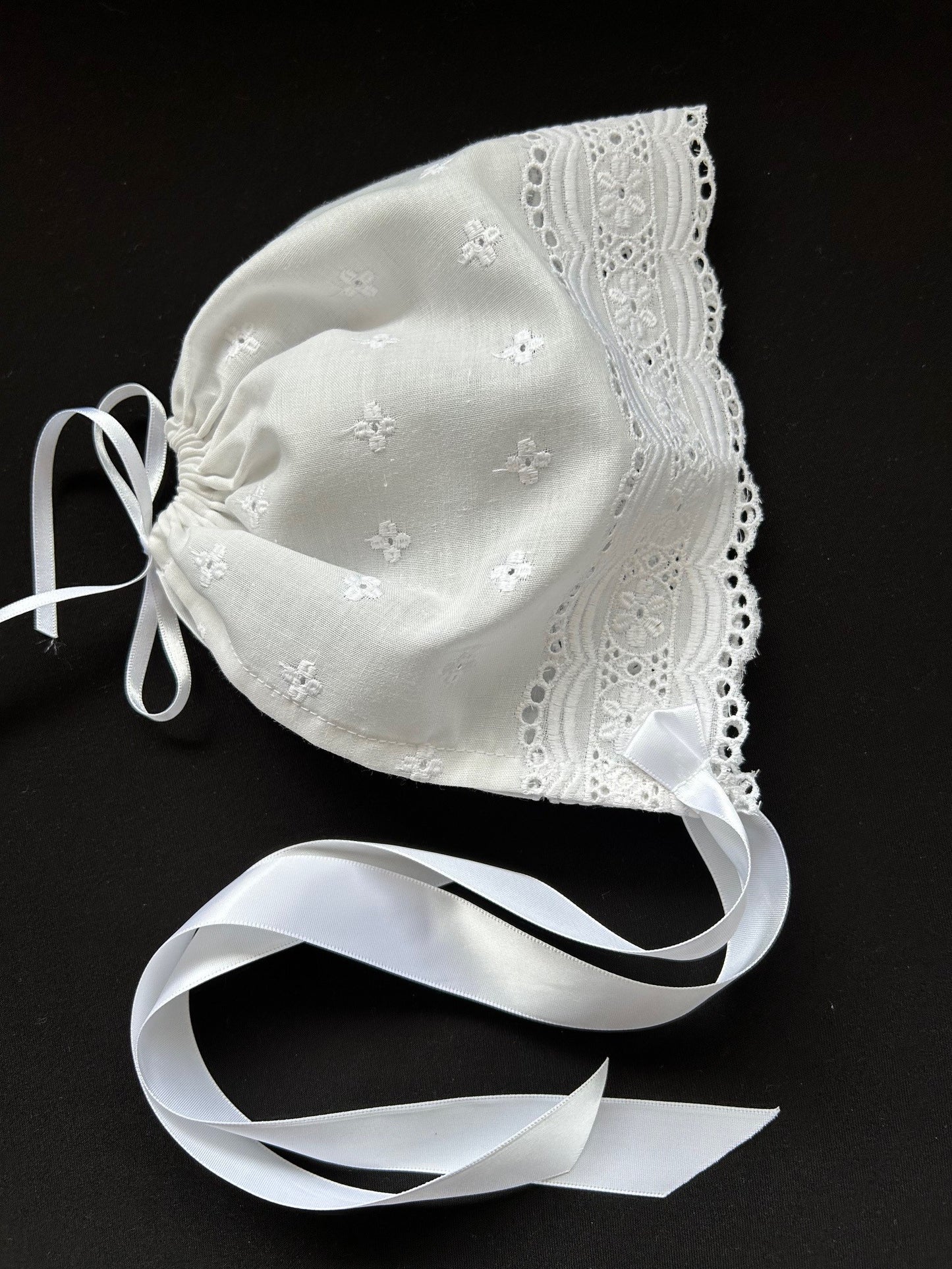 Beautiful Broderie Anglaise Baby Bonnet