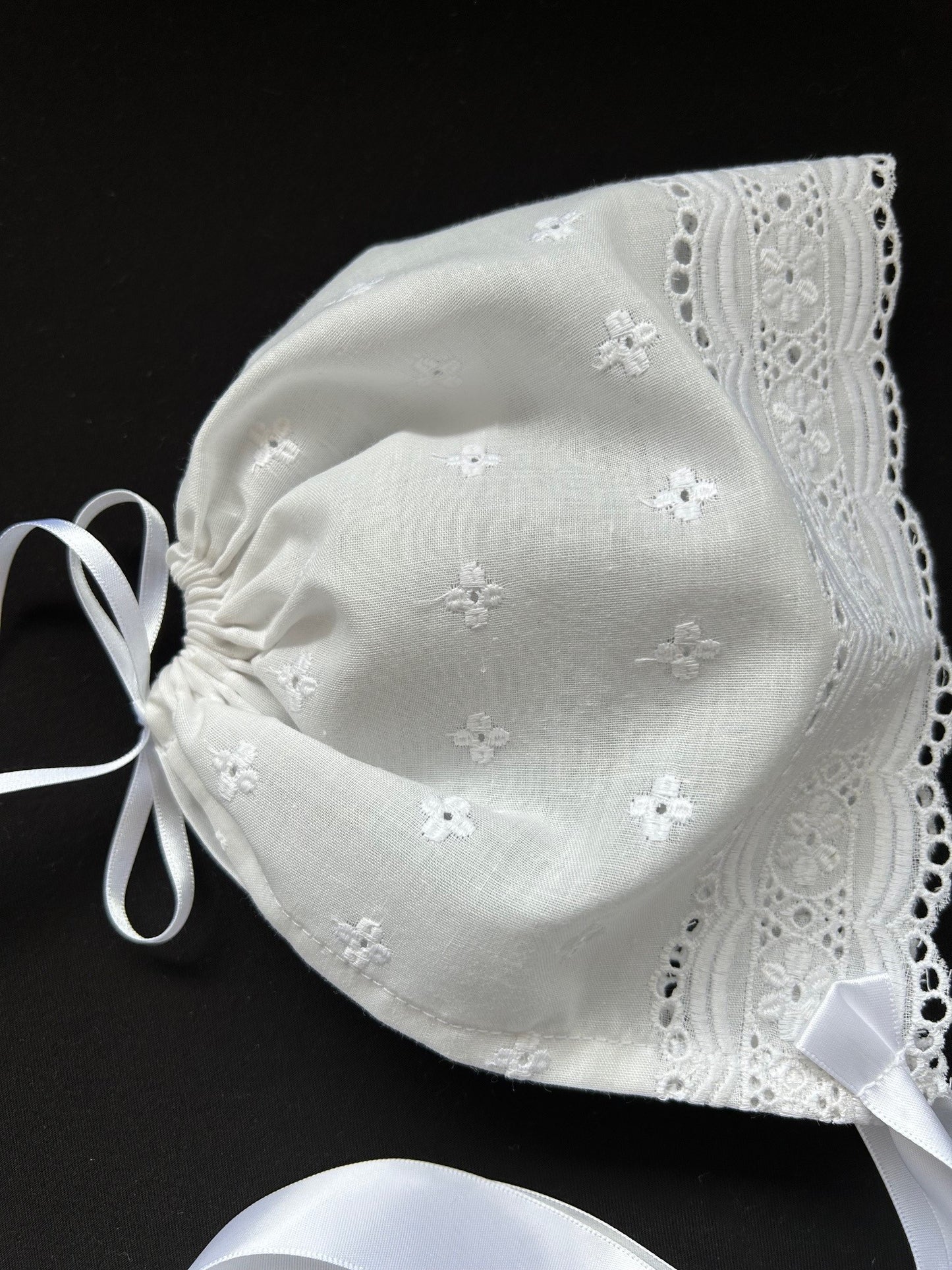 Beautiful Broderie Anglaise Baby Bonnet