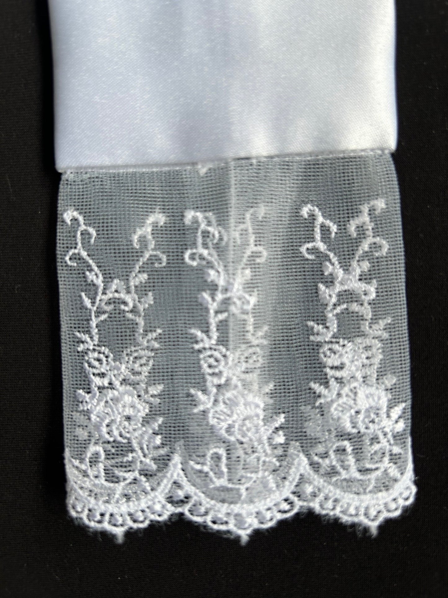 Baptism Stole with Fine Floral Net Lace Trim