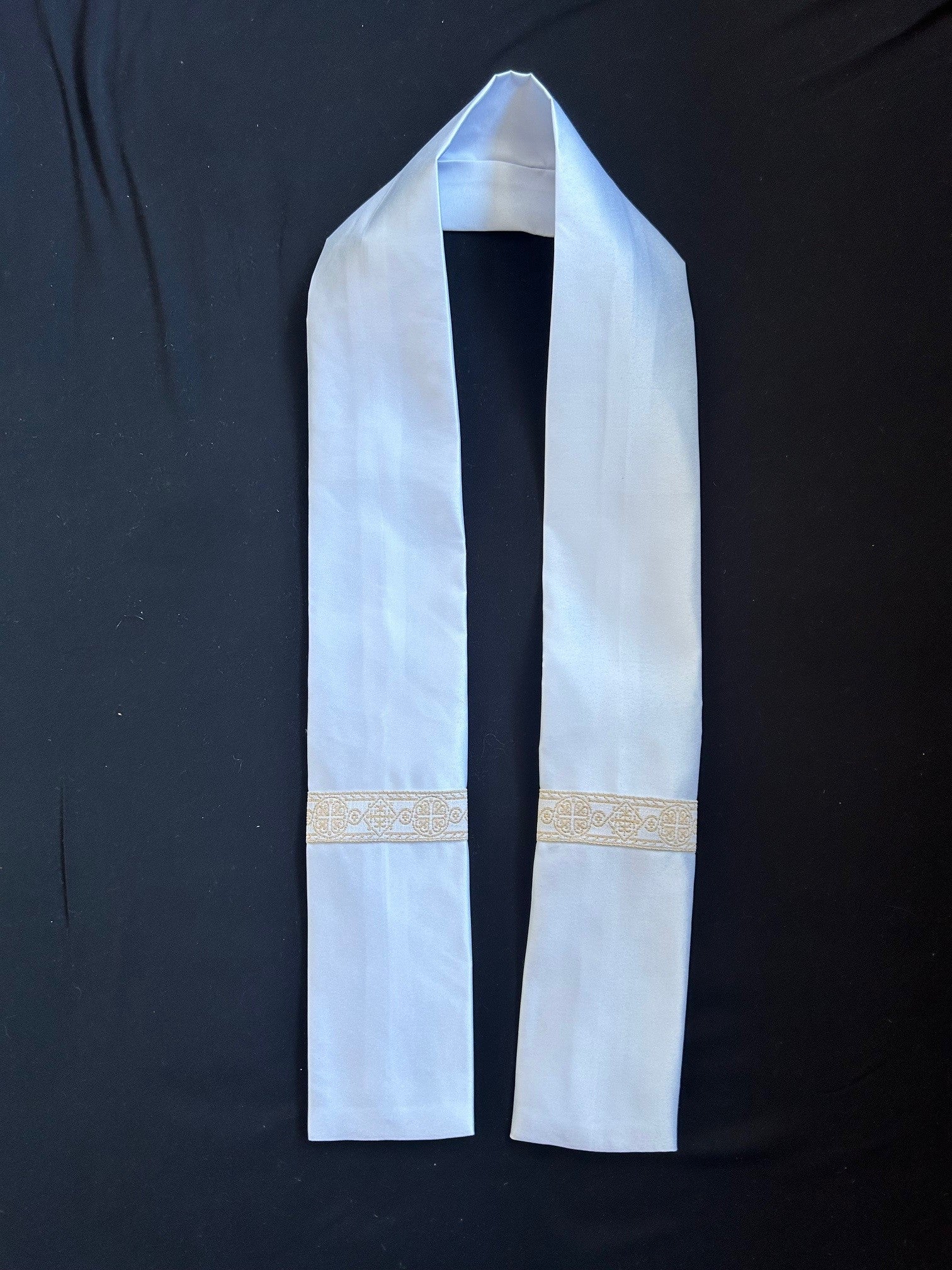 Baptism Stole with gold cross braid trim – Little Angels Couture