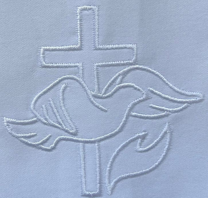 Baptism Stole with Dove Cross and Flame