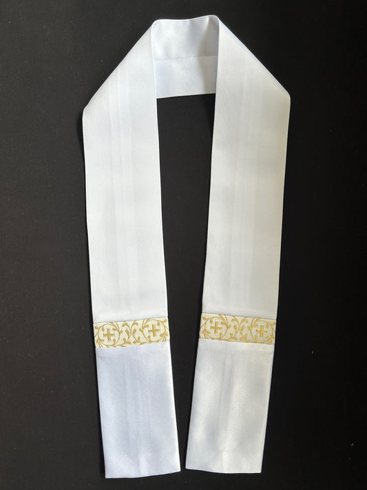 Baptism Stole with Liturgical fabric Gold Cross Trim