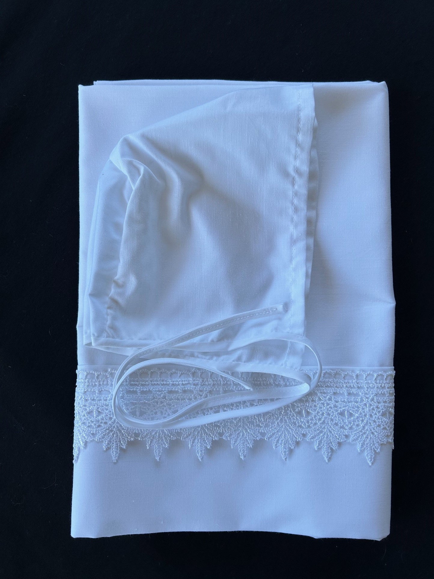 Oil Set with Bonnet and Cot Size Sheet - with or without Lace